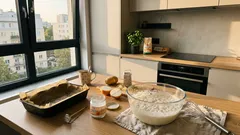 Placek zalewany na kefirze z mięsem i ziemniakiem – szybki obiad w 40 minut