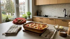 Zapiekanka ziemniaczana z pieczarkami i pomidorami – sycący obiad bez mięsa