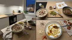 Sałatka jarzynowa z sosem jogurtowym i chrupiącym bekonem, która znika w 10 minut