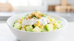 Sałatka w 3 minuty: jabłko, kukurydza i grzanki, które robią robotę