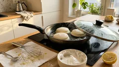 Puszyste placuszki bez kefiru: przepis na wysokie soufflé pancakes z patelni