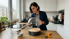 Tort „Łzy anioła” – sernik z bezą, który po wystudzeniu zaskakuje złotymi kropelkami